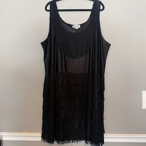 FunCostumes Black Fringed Flapper‎ Dress Plus Size 5X Gatsby 1920s Cosplay